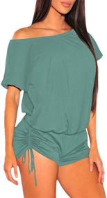 img 2 attached to Selowin Dolman Rompers with Shoulder Ruching - Women's Clothing for Jumpsuits, Rompers, and Overalls
