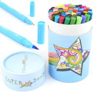 60-color water-based art marker pen set - super doodle dual tip coloring markers for bullet journal, calligraphy, lettering, kids drawing, and adult coloring books logo