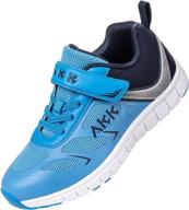 👟 ultimate support and comfort: akk boys sneakers - lightweight breathable athletic shoes with hook and loop for tennis, sports, gym, and outdoor activities (little kid/big kid) logo