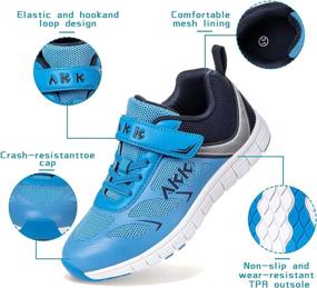 img 3 attached to 👟 Ultimate Support and Comfort: Akk Boys Sneakers - Lightweight Breathable Athletic Shoes with Hook and Loop for Tennis, Sports, Gym, and Outdoor Activities (Little Kid/Big Kid)