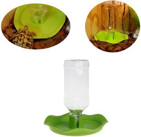 img 3 attached to 🔋 POPETPOP Reptile Water Dispenser - Automatic Refilling Waterer for Reptiles - Tortoise Lizard Turtle Feeding Bowl with Bottle - Green