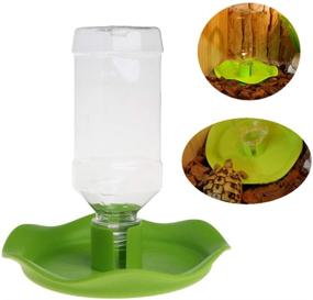 img 2 attached to 🔋 POPETPOP Reptile Water Dispenser - Automatic Refilling Waterer for Reptiles - Tortoise Lizard Turtle Feeding Bowl with Bottle - Green