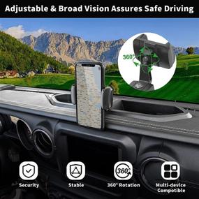 img 2 attached to 📱 SQQP JL Multi-Mount Dash Phone Holder, Phone Mount Storage Tray Cellphone System Kit for 2018-2021 Jeep Wrangler JL JLU & Jeep Gladiator JT (Excludes Oil-Electric Vehicle Version)