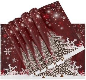 img 2 attached to 🎄 Snowflake Christmas Tree Table Mats: Set of 4 Placemats for Winter Holidays & New Year – Heat Resistant, Easy to Clean, 12x18 IN