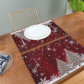 img 1 attached to 🎄 Snowflake Christmas Tree Table Mats: Set of 4 Placemats for Winter Holidays & New Year – Heat Resistant, Easy to Clean, 12x18 IN