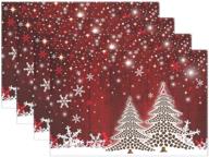 🎄 snowflake christmas tree table mats: set of 4 placemats for winter holidays & new year – heat resistant, easy to clean, 12x18 in logo