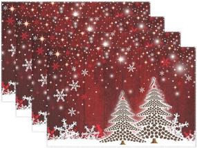 img 4 attached to 🎄 Snowflake Christmas Tree Table Mats: Set of 4 Placemats for Winter Holidays & New Year – Heat Resistant, Easy to Clean, 12x18 IN