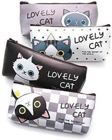 img 4 attached to 🐱 ZICOME Cute Cat Design Memories Pencil Case Coin Makeup Bag Purse Set of 4