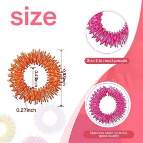 img 3 attached to 🌟 Spiky Sensory Finger Rings - Set of 50, Acupressure Rings for Teens and Adults, Silent Stress Reducer, Massager - Orange, Yellow, Purple, Green, Rose Red