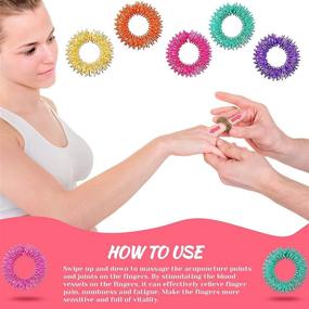 img 1 attached to 🌟 Spiky Sensory Finger Rings - Set of 50, Acupressure Rings for Teens and Adults, Silent Stress Reducer, Massager - Orange, Yellow, Purple, Green, Rose Red