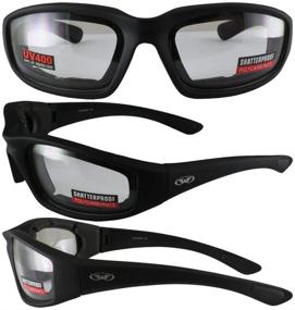 img 3 attached to 🕶️ Global Vision Kickback Black Foam Padded Motorcycle Riding Sunglasses - Includes Clear, Smoke, and Yellow Lenses - Pack of 3