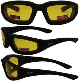 img 1 attached to 🕶️ Global Vision Kickback Black Foam Padded Motorcycle Riding Sunglasses - Includes Clear, Smoke, and Yellow Lenses - Pack of 3