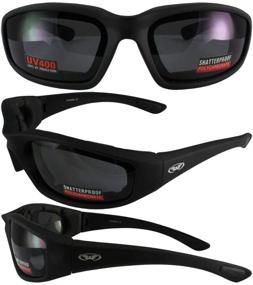 img 2 attached to 🕶️ Global Vision Kickback Black Foam Padded Motorcycle Riding Sunglasses - Includes Clear, Smoke, and Yellow Lenses - Pack of 3