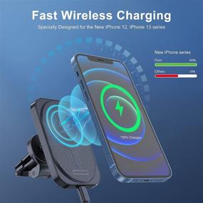 img 2 attached to 🔌 15W Magnetic Wireless Car Charger with Auto-Clamping Vent Mount - Compatible with iPhone 13/12/12 Pro/12 mini/12 Pro Max