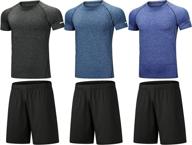 👕 stay active in style with buyjya men's casual sports shorts shirt set 3 pack for high-performance workouts logo