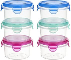 img 4 attached to 🥗 Reusable Leakproof Salad Dressing Containers, 6 Pack 2.7 oz Freshmage Condiment Cups with Lids for Meal Prep, To Go Mini Sauce Cups