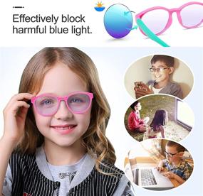 img 1 attached to 👁️ Leaead Kids' Pink-Green Blue Light Blocking Glasses with BluErase Lens and Silicone Frame - Effective Eye Protection for Computer/Gaming/TV/Phones to Prevent Eyestrain