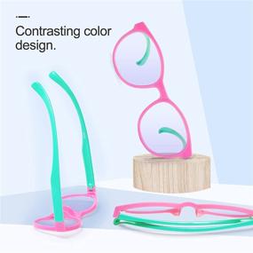 img 2 attached to 👁️ Leaead Kids' Pink-Green Blue Light Blocking Glasses with BluErase Lens and Silicone Frame - Effective Eye Protection for Computer/Gaming/TV/Phones to Prevent Eyestrain