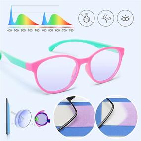 img 3 attached to 👁️ Leaead Kids' Pink-Green Blue Light Blocking Glasses with BluErase Lens and Silicone Frame - Effective Eye Protection for Computer/Gaming/TV/Phones to Prevent Eyestrain