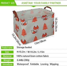 img 3 attached to Fox Little Pine Canvas Fabric Toy Storage Basket: Organize & Decorate your 🦊 Nursery with this Foldable Hamper. Perfect Kids Toy Box & Clothes Gift Basket for Bedroom