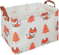 fox little pine canvas fabric toy storage basket: organize & decorate your 🦊 nursery with this foldable hamper. perfect kids toy box & clothes gift basket for bedroom logo