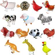 🎈 sotogo 14-piece walking animal balloons set - fun pet balloons farm animals toy air walkers for children's birthday party decorations, great kids gift логотип