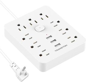 img 4 attached to 🔥 Fireproof Power Strip with 9 Outlets, 3 USB Ports, Flat Plug & Wall Mount - 5ft Long Extension Cord for Home and Office- White