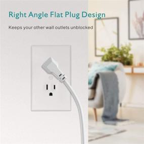 img 2 attached to 🔥 Fireproof Power Strip with 9 Outlets, 3 USB Ports, Flat Plug & Wall Mount - 5ft Long Extension Cord for Home and Office- White