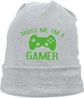 foecbir aiw wfdnn beanie hat, male trendy gamer knit cap - trust me, i'm a gamer logo