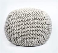 🧶 hand knitted cotton pouf ottoman: versatile bean bag & floor chair for living room, bedroom, and kids room - small furniture (18"x18"x14" - natural) logo