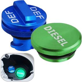 img 4 attached to JOJOY LUX Aluminum Diesel Fuel Cap Combo Pack - Magnetic Diesel 🔒 Fuel Cap & DEF Cap for Dodge Ram 1500 2500 3500 Trucks (2013-2019)