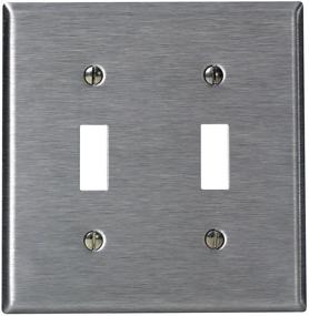 img 2 attached to 🔘 Leviton 84009-40 84409-40 Two-Gang Toggle Switch Wallplate, Standard Size, Device Mount, Single pack, Stainless Steel