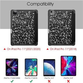 img 3 attached to 📚 Fintie SlimShell Case for iPad Pro 11-inch (3rd Gen) 2021 - Stylish Soft TPU Stand Cover with Pencil Holder, Compatible with iPad Pro 11" 2nd Gen 2020/1st Gen 2018, Composition Book Design