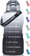 💦 fidus large half gallon/64oz motivational water bottle: paracord handle, removable straw, leakproof, bpa free, time marker - stay hydrated daily! логотип