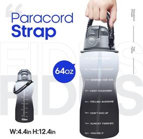 img 3 attached to 💦 Fidus Large Half Gallon/64OZ Motivational Water Bottle: Paracord Handle, Removable Straw, Leakproof, BPA Free, Time Marker - Stay Hydrated Daily!