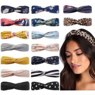 🌸 huachi boho headbands for women - criss cross headbands for wigs - twist knot hair bands - fashion hair accessories - 16 pack (solid colors, floral print, leopard print) logo