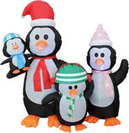 🐧 bzb goods 5ft christmas inflatable penguins family - festive outdoor yard decoration with lights, indoor holiday decor - blow up lighted lawn inflatables for home family outside logo