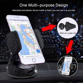 img 3 attached to 📱 Bling Car Phone Holder, SUNCARACCL 360° Adjustable Crystal Universal Rhinestone Car Mount Stand for Windshield, Dashboard, and Air Outlet – Black