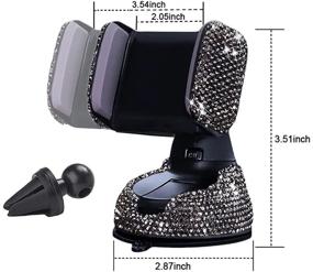 img 2 attached to 📱 Bling Car Phone Holder, SUNCARACCL 360° Adjustable Crystal Universal Rhinestone Car Mount Stand for Windshield, Dashboard, and Air Outlet – Black