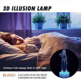 img 2 attached to 🎁 3D Illusion Eleven Figurine Night Light: 16 Colors Changeable Desk Lamp with Remote Control - Perfect Kids Bedroom Decoration and Creative Lighting for Kids Birthday Christmas Gifts