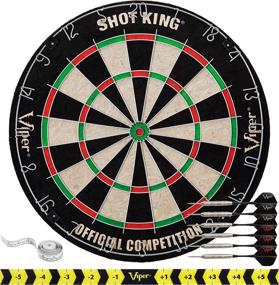 img 4 attached to 🎯 GLD Products Viper Shot King Regulation Bristle Steel Tip Dartboard Set - Staple-Free Bullseye, Galvanized Metal Radial Spider Wire; High-Grade Compressed Sisal Board with Rotating Number Ring - Includes 6 Darts, 17.75 inch (Black)