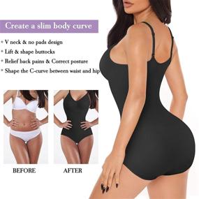 img 3 attached to BRABIC Bodysuit Shapewear: Tummy Control Panties, Seamless Sleeveless Tops, V-Neck Camisole Jumpsuit for Women