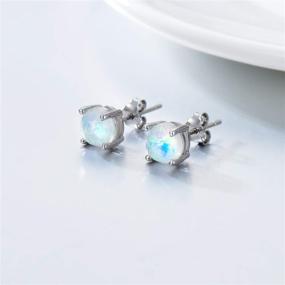 img 3 attached to 💎 925 Sterling Silver Opal Stud Earrings for Women - WINNICACA Blue and White Crystal Jewelry for Girls and Teens