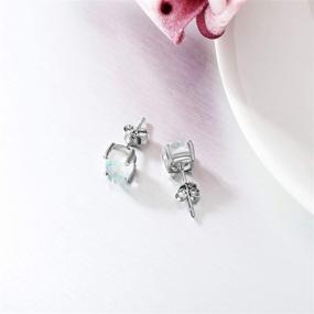 img 2 attached to 💎 925 Sterling Silver Opal Stud Earrings for Women - WINNICACA Blue and White Crystal Jewelry for Girls and Teens