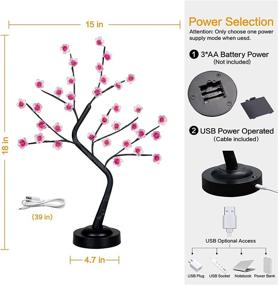 img 2 attached to 🌸 Fashionlite 18 inch Colorful Cherry Blossom Bonsai Tree: 35 LED with 18 Colors Changing Modes, Remote Control, Lighted Artificial Table Lamp with Multi Color Night Lights for Home Party Wedding Bedroom