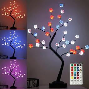 img 4 attached to 🌸 Fashionlite 18 inch Colorful Cherry Blossom Bonsai Tree: 35 LED with 18 Colors Changing Modes, Remote Control, Lighted Artificial Table Lamp with Multi Color Night Lights for Home Party Wedding Bedroom