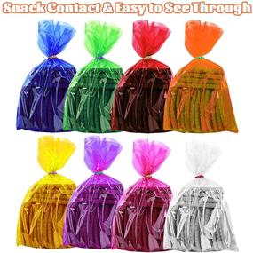 img 2 attached to Cinvo 160 Pieces of Colored Cellophane Bags with Twist Ties - Colorful Clear Cello Bag for Bakery, Popcorn, Cookies, Candy, Dessert, Treats - Perfect for Parties, Halloween, Christmas Supplies (8 Vibrant Colors, Size: 6x9 Inch)