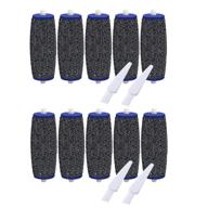 amope pedi refills - 10 pack of extra coarse replacement rollers for electronic perfect foot file pedi hard skin remover, includes 4 bonus cleaning brushes logo