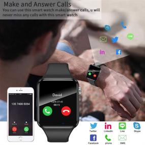 img 2 attached to Черный смарт-часы Sazooy: Совместимость с Android и iPhone | Фитнес-трекер с сенсорным экраном, Bluetooth, поддержка звонков и сообщений | Слот для SIM и карты памяти | Камера | Для женщин, мужчин и детей