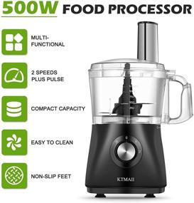 img 2 attached to 🔌 KTMAII 5 Cup Electric Food Processor & Vegetable Chopper with Bowl Scraper, Multifunctional Blades for Chopping, Kneading, Shredding, Slicing and Mashing, 500 Watts, Black